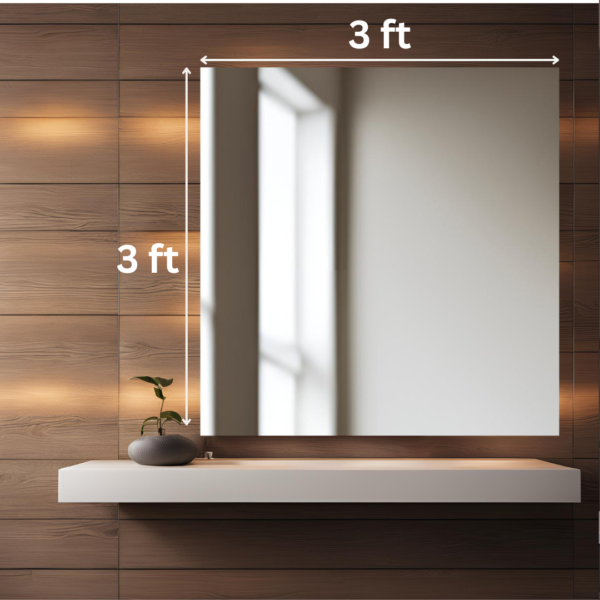 Directsun 3 x 3 feet Frameless Mirror - Modern & Minimalist Design
