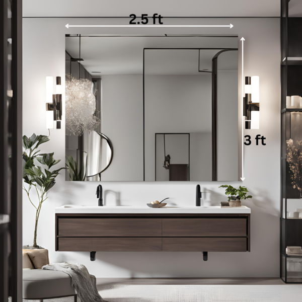 Directsun 3 x 2.5 Frameless Mirror - Modern & Minimalist Design