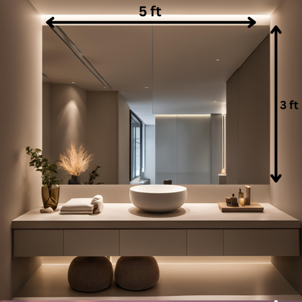 Directsun 3 x 5 feet Frameless Mirror - Modern & Minimalist Design