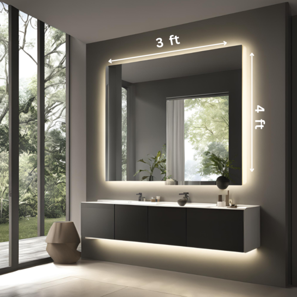 Direct Sun Beauty Mirror - 4 ft x 3 ft with LED Backlighting