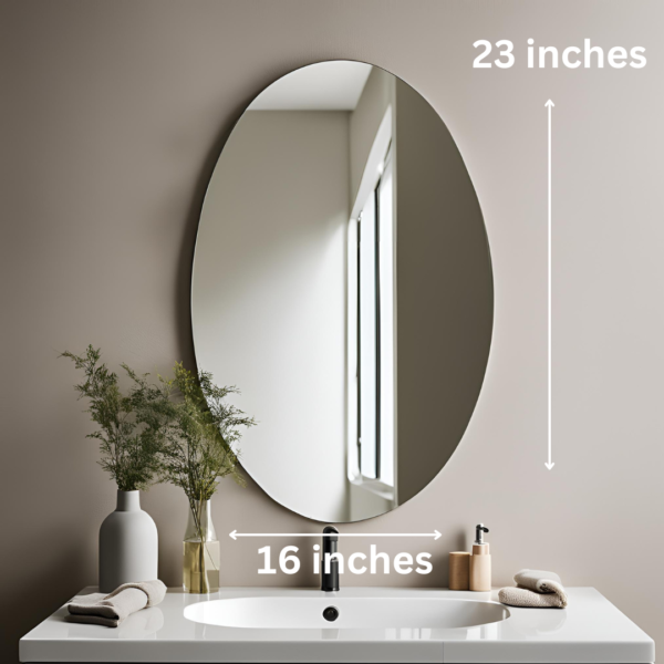 Elegant Oval Shape Frameless Mirror (23*16 inches) - Image 2