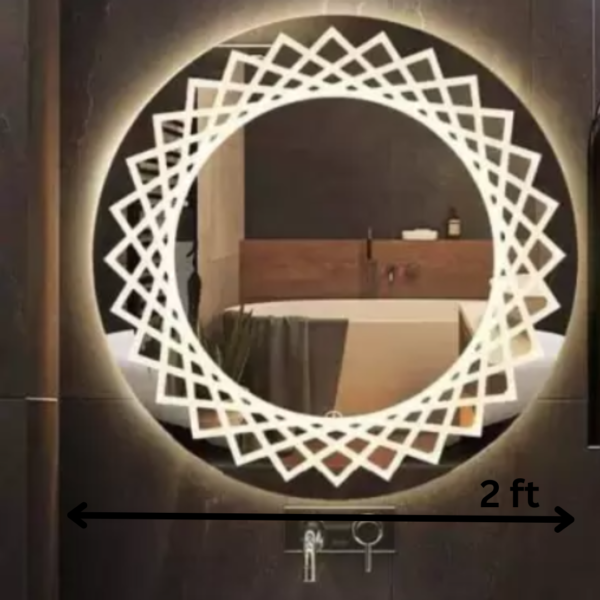 2 ft  Round Decorative LED Mirror with Touch Sensor - Image 2