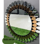 Beautiful Modern Round Silver Decorative Wall Mirror | Glossy Finish