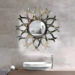 Crystal Decorative Mirror | Crushed Round Silver Mirror | Fashionable Home Decor for Bedroom, Bathroom, Dining Room & Living Room