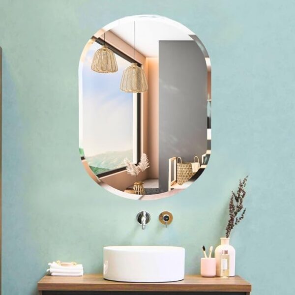 18x24 Inch, Beveled Edges, Unframed Capsule Silver Wall Mount,