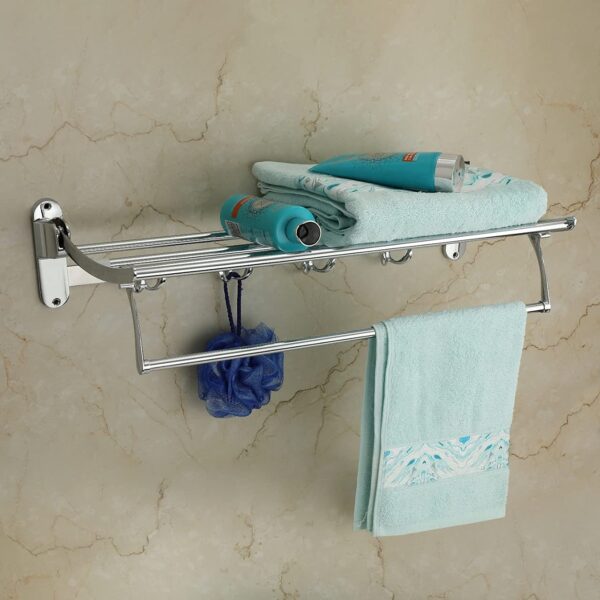 Folding Towel Rack Silver Towel Holder - Image 3