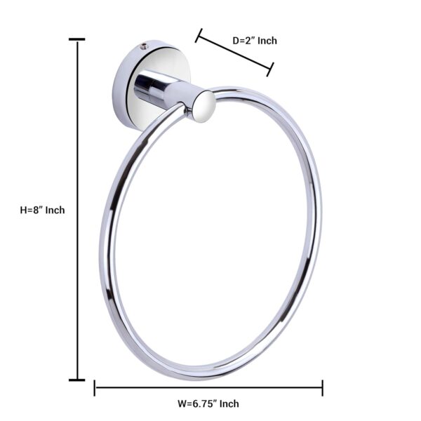 BATH ACCESSORIES Stainless Steel Towel Holder Hanger Ring for Bathroom & Wash Basin (H – 8 Inches | W 6.75 Inches | Silver | Anti Rust) - Image 3